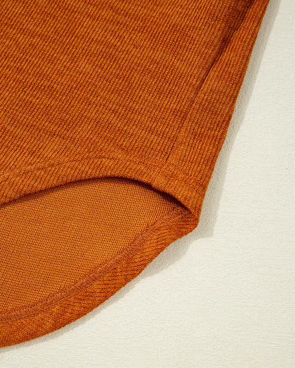 Contrast Plaid Hood Patchwork Chest Pocket Henley Top