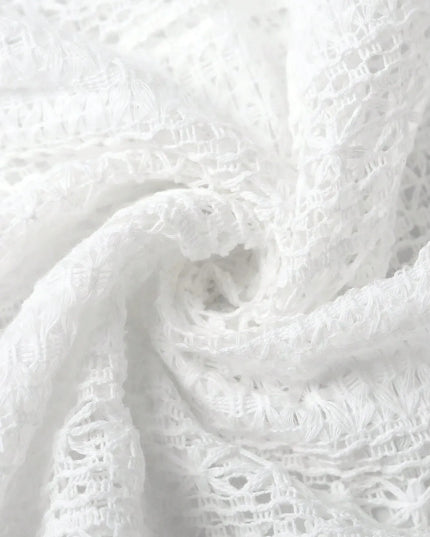 Crochet Notched Button-Front Shirt