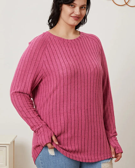 Basic Bae Full Size Ribbed Thumbhole Sleeve T-Shirt