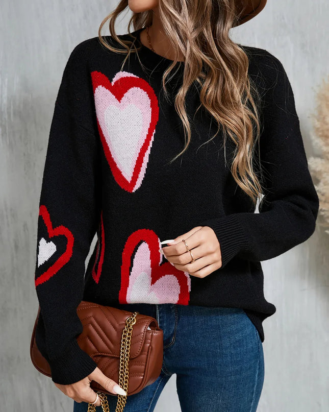 Angel Wings Heart Round Neck Long Sleeve Sweater