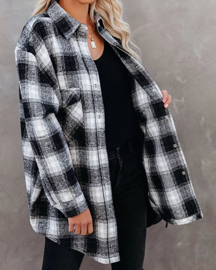Full Size Plaid Button-Up Long Sleeve Shirt Plus Size