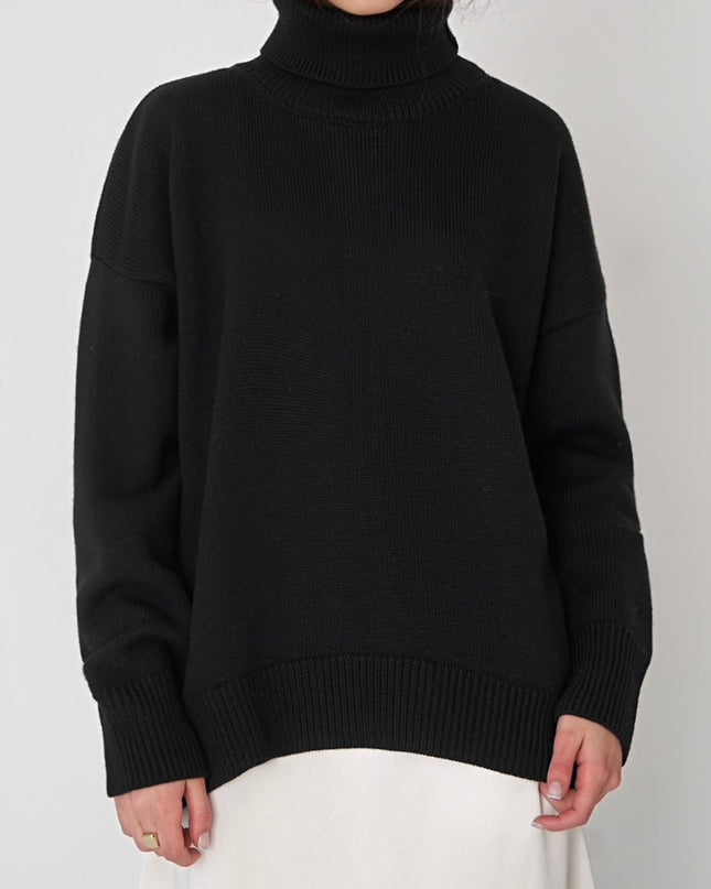 Turtle Neck Dropped Shoulder Sweater