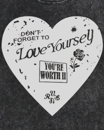 Heart Round Neck Short Sleeve T-Shirt 