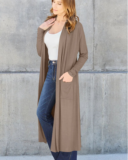 Basic Bae Full Size Open Front Long Sleeve Cover Up