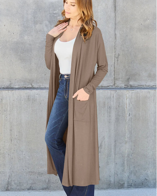 Basic Bae Full Size Open Front Long Sleeve Cover Up