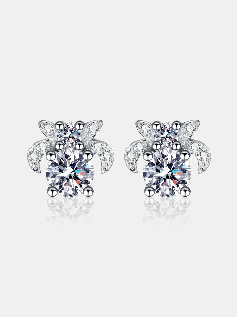 1 Carat Moissanite 925 Sterling Silver Stud Earrings Silver One Size