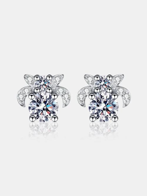 1 Carat Moissanite 925 Sterling Silver Stud Earrings Silver One Size