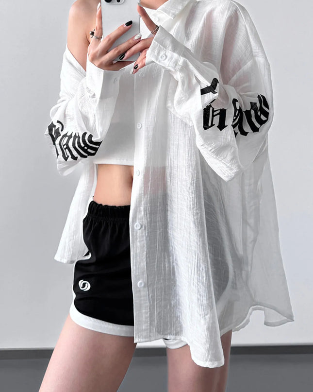 Button-Up Long Sleeve Oversized Shirt 