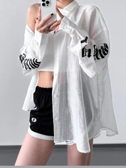 Button-Up Long Sleeve Oversized Shirt 