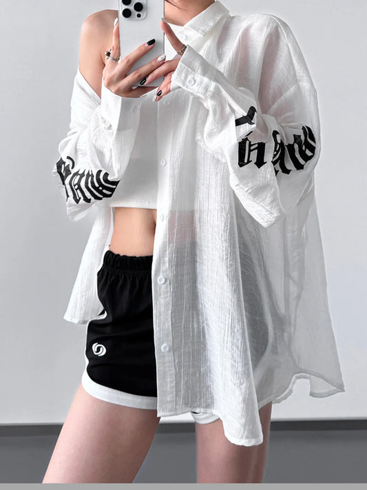 Button-Up Long Sleeve Oversized Shirt 
