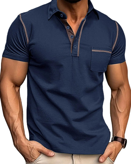 Men's Classic Polo Shirt with Contrast Stitching Navy