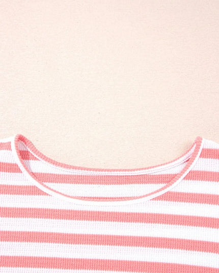 Striped Long Sleeve Ribbed Blouse