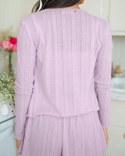 Button Down Cardigan, Cami and Shorts Set