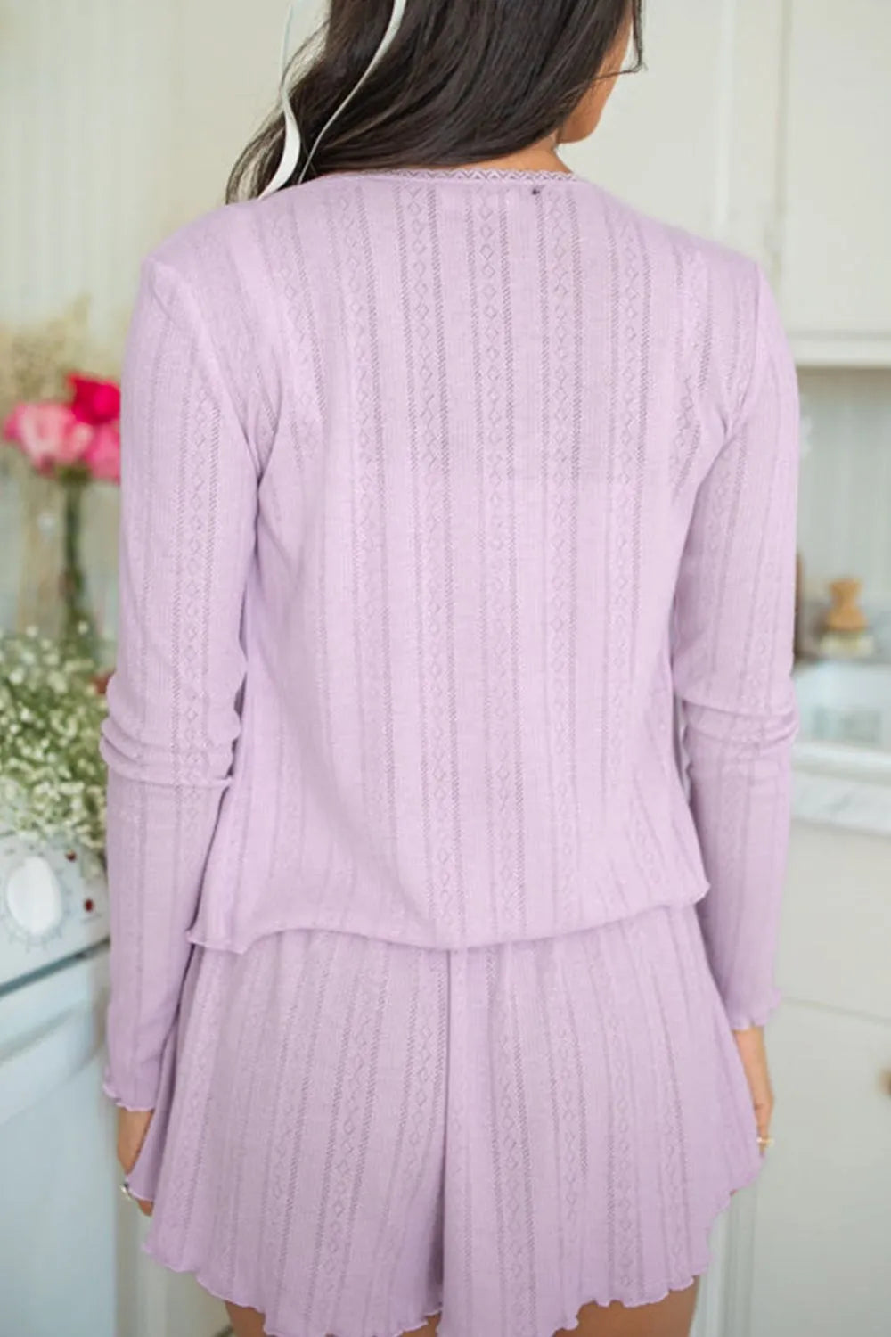 Button Down Cardigan, Cami and Shorts Set