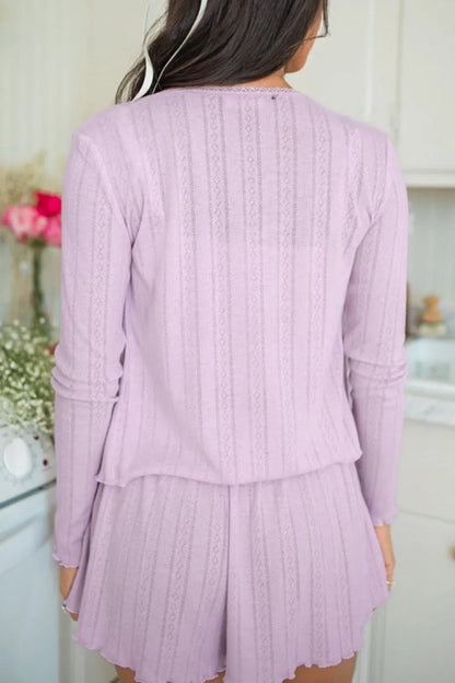 Button Down Cardigan, Cami and Shorts Set