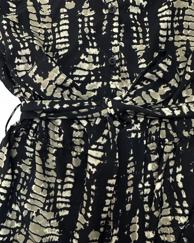 Tie Dye Print Collar Neck Short Sleeve Romper