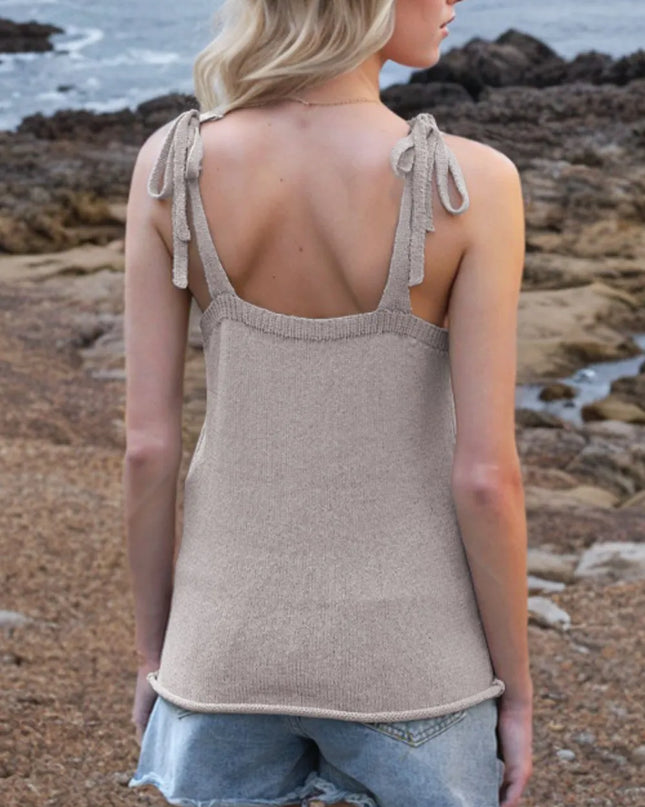 Tie Shoulder V-Neck Sweater Vest