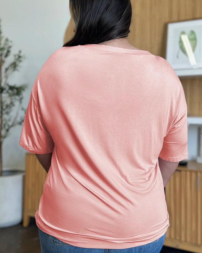 Basic Bae Full Size Bamboo V-Neck Drop Shoulder T-Shirt 