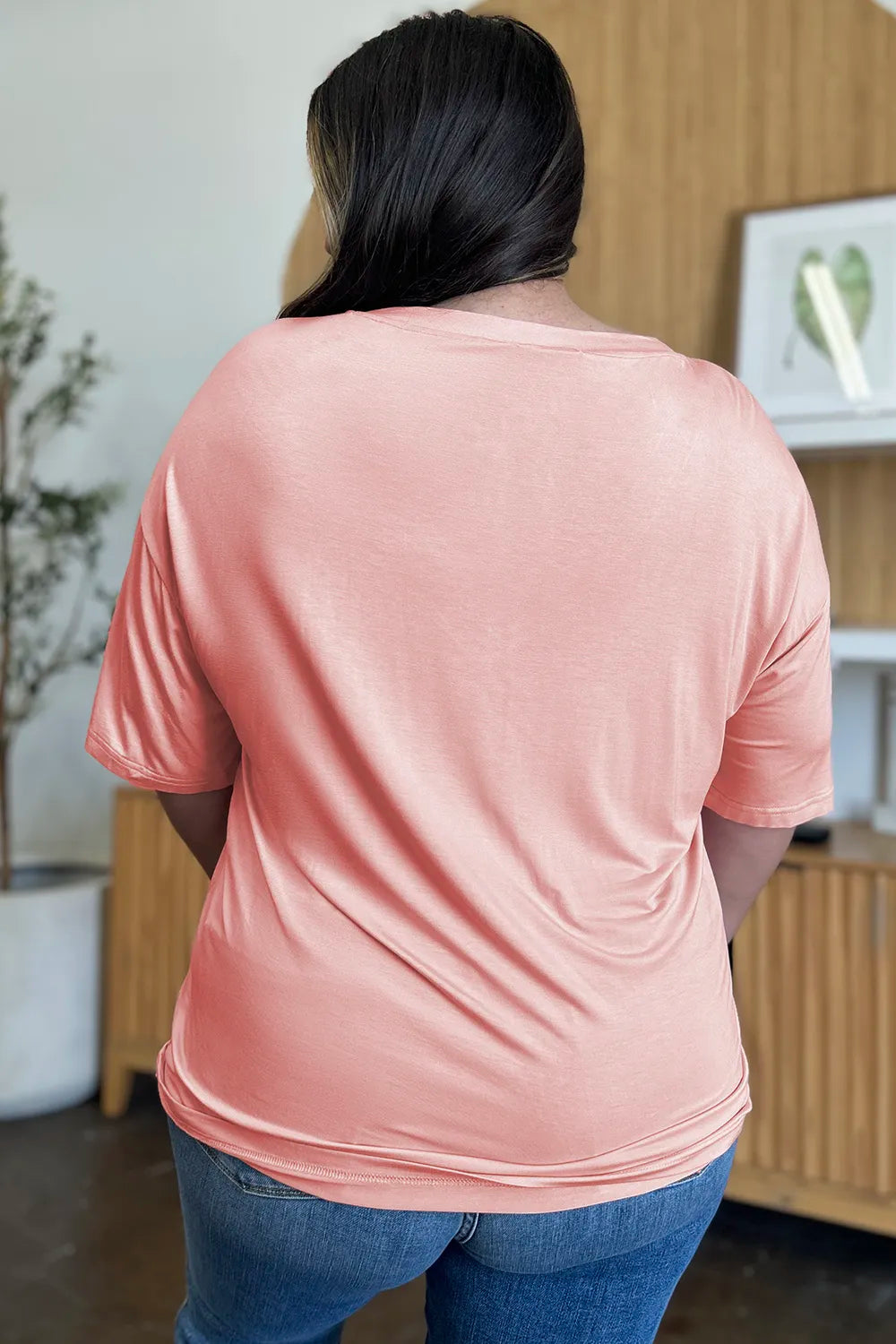 Basic Bae Full Size Bamboo V-Neck Drop Shoulder T-Shirt 