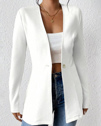 One Button Long Sleeve Blazer