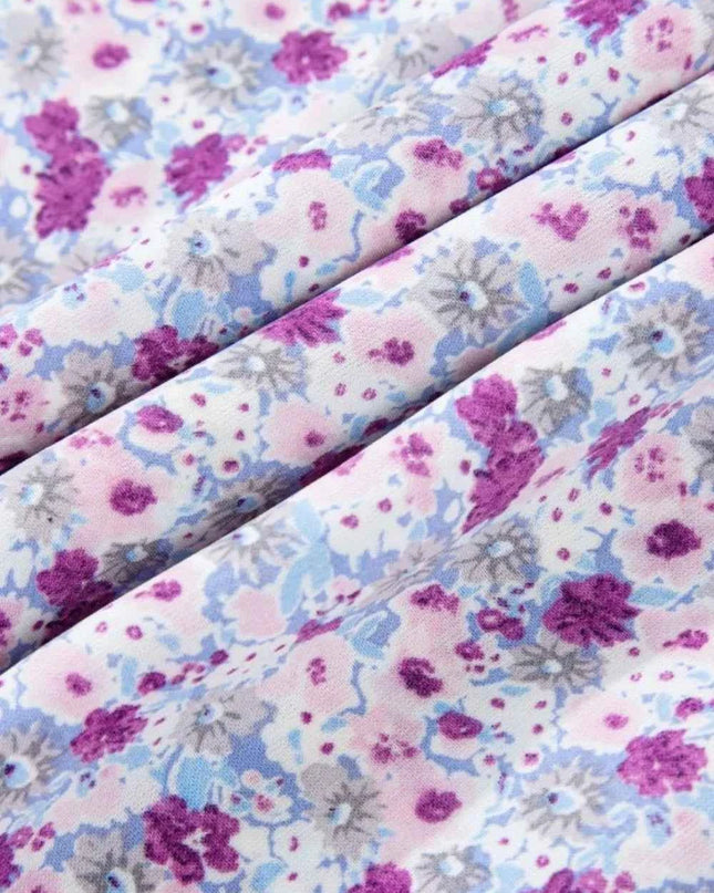 Tiered Floral Shirred High Waist Maxi Dress