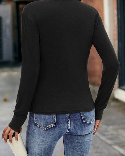 Ruched Surplice Long Sleeve T-Shirt