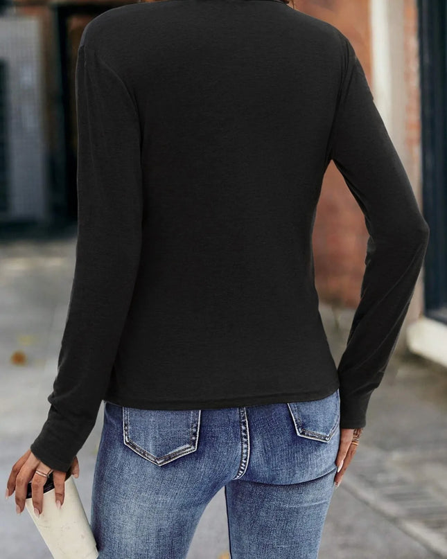 Ruched Surplice Long Sleeve T-Shirt