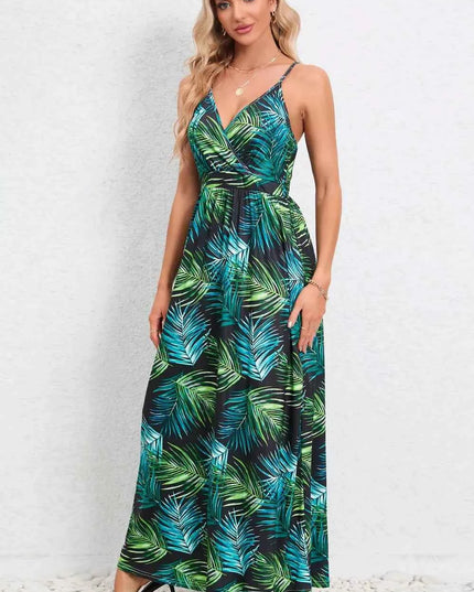 Printed Surplice Maxi Cami Dress