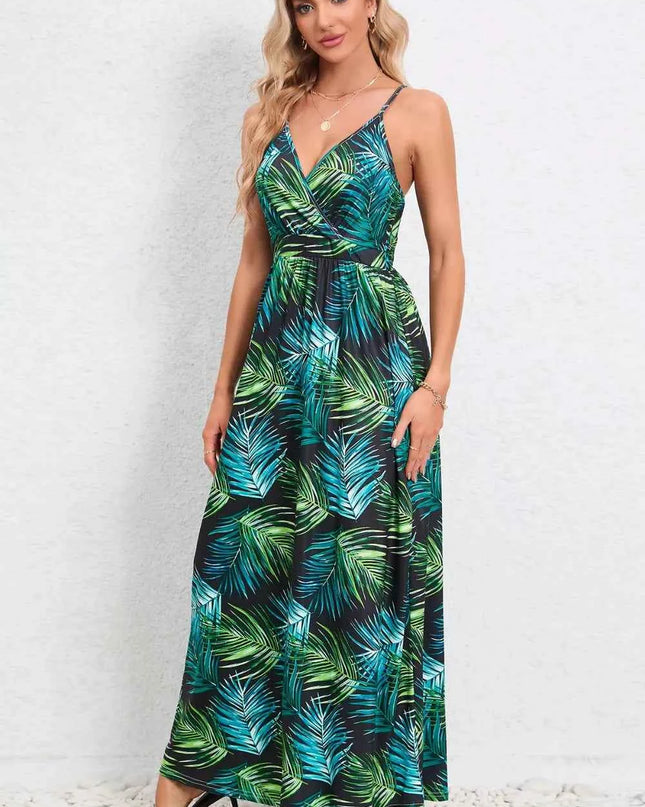 Printed Surplice Maxi Cami Dress