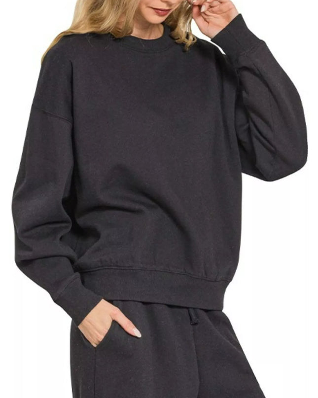 Zenana Fleece Long Sleeve Top and Sweatpants Set