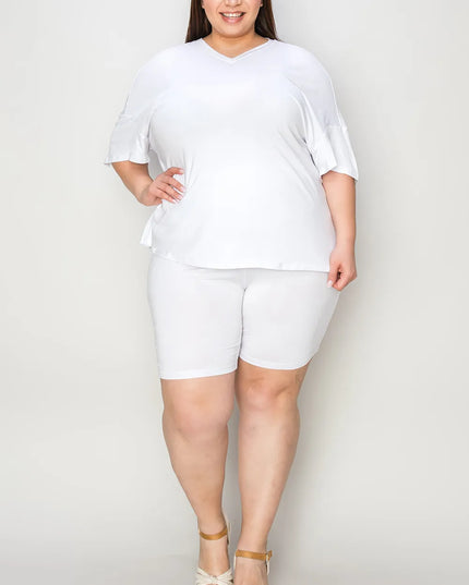 Basic Bae Bamboo Full Size V-Neck Drop Shoulder T-Shirt and Shorts Set