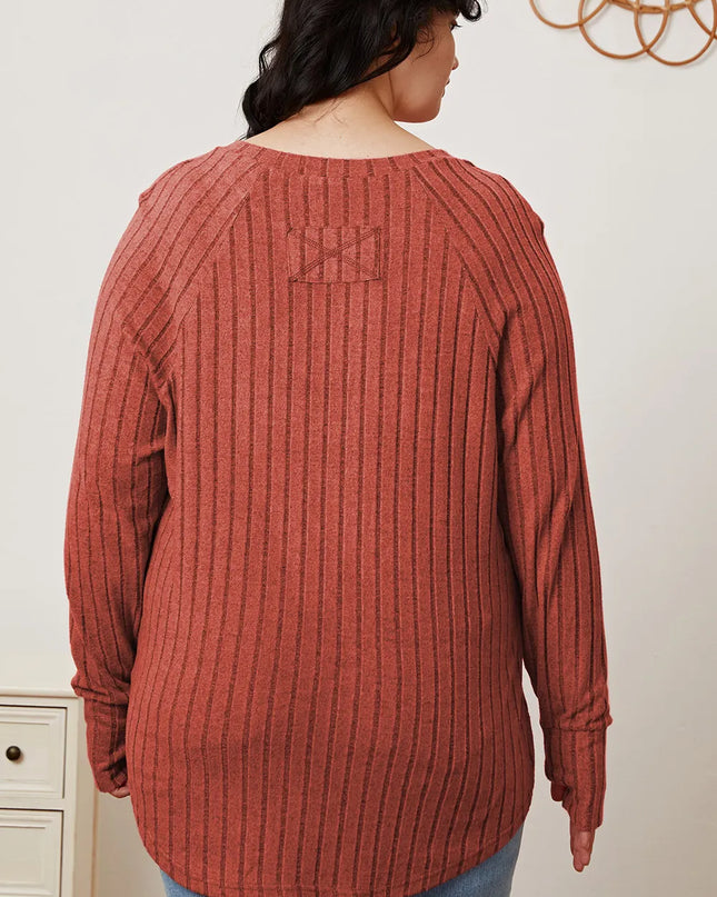 Basic Bae Full Size Ribbed Thumbhole Sleeve T-Shirt