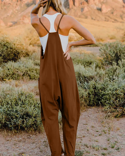 Double Take Full Size V-Neck Sleeveless Jumpsuit with Pockets