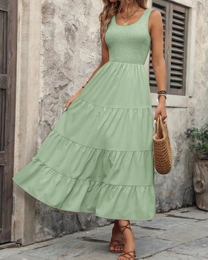 Ivy Lane Smocked Scoop Neck Sleeveless Tank Dress 
