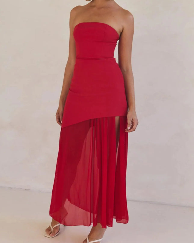 Layered Slit Tube Maxi Dress