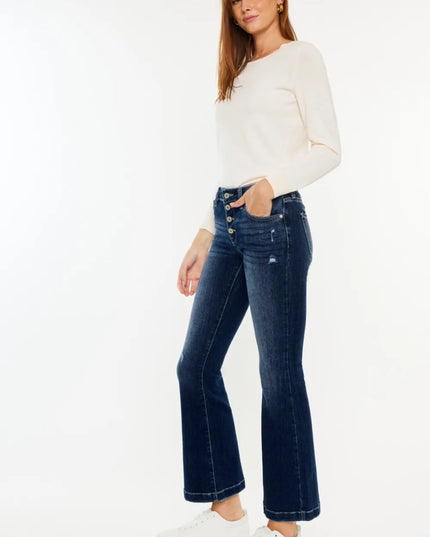 Kancan Mid Rise Button Fly Flare Jeans