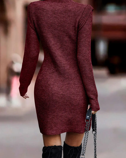 Full Size Ribbed Knit Bodycon Sweater Dress Plus Size