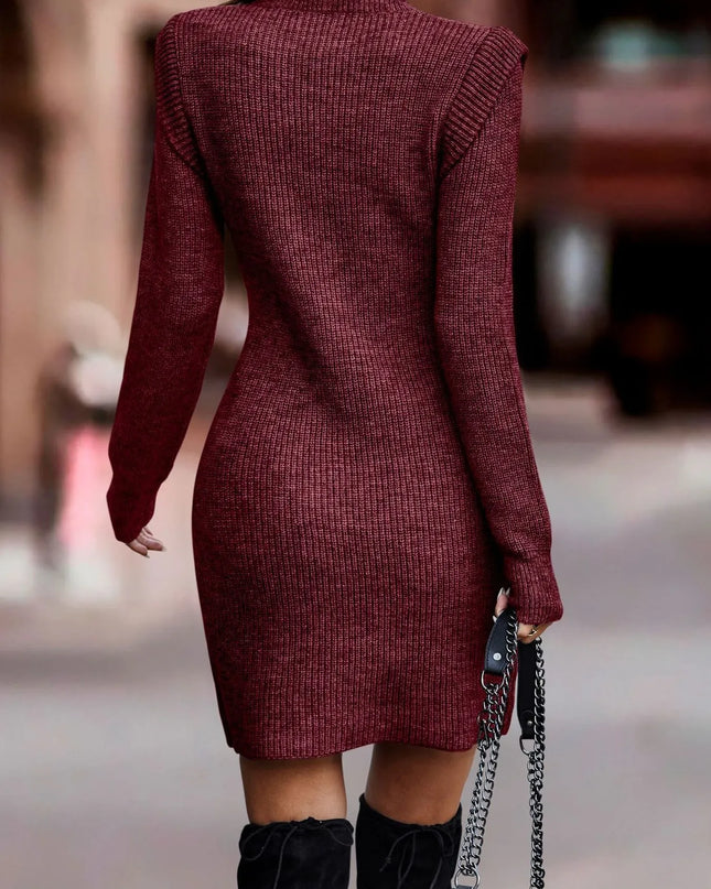 Full Size Ribbed Knit Bodycon Sweater Dress Plus Size