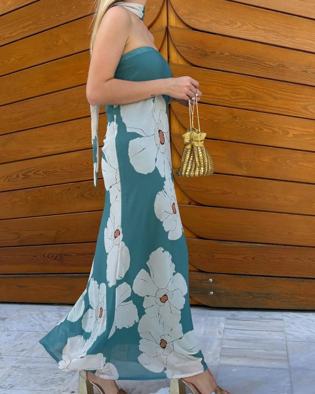 Printed Tube Maxi Dress