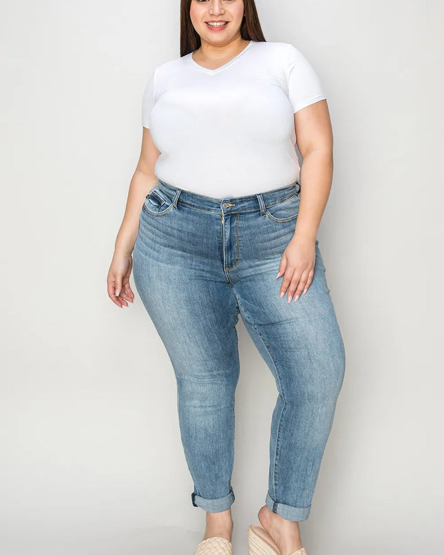 Judy Blue Full Size Cuffed Hem Slim Jeans