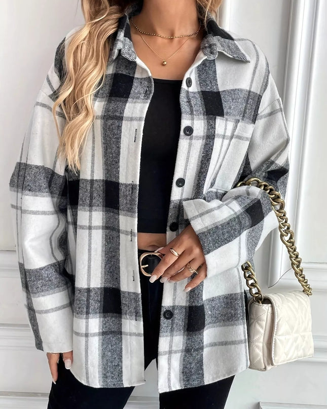 Oversized Plaid Button Up Shirt