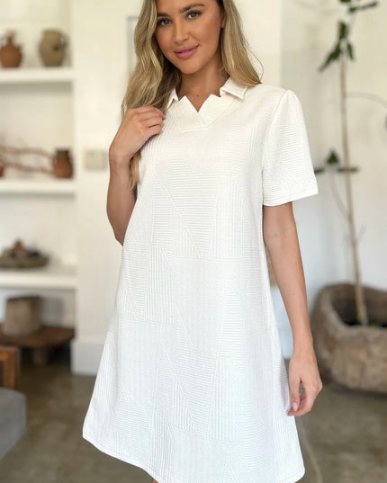 Double Take Full Size Texture Short Sleeve Dress
