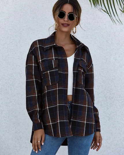Plaid Button-Up Long Sleeve Shirt
