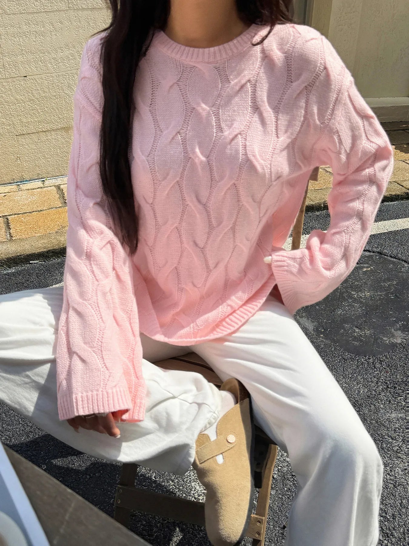 Cable Knit Long Sleeve Sweater