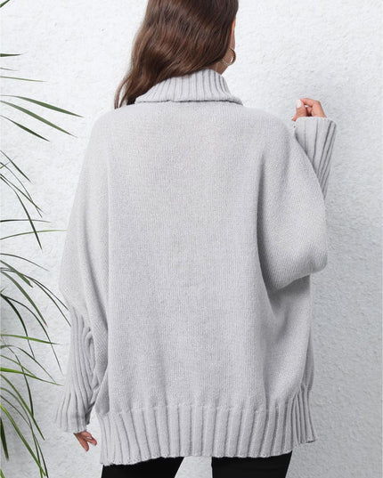 Turtle Neck Long Sleeve Ribbed Sweater