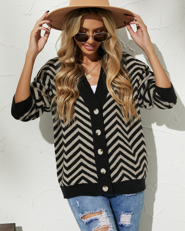Angel Wings V-Neck Button-Down Cardigan 