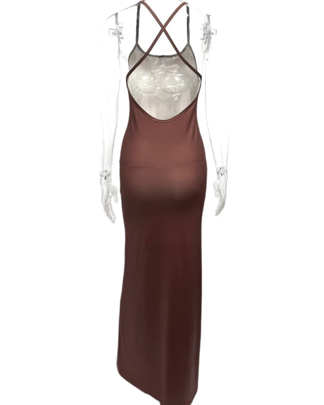 Crisscross Back Printed Maxi Dress