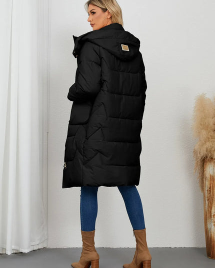Long Sleeve Longline Hooded Winter Coat