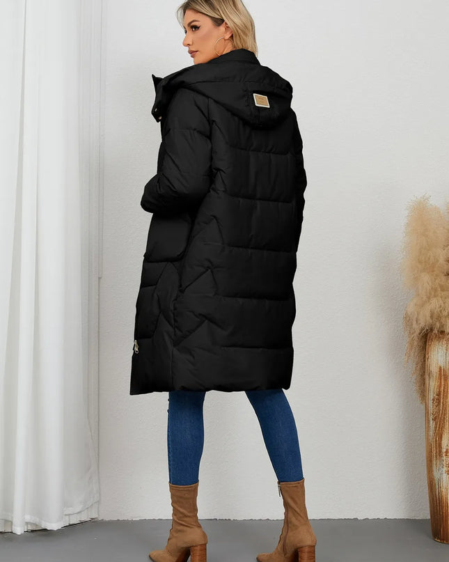 Long Sleeve Longline Hooded Winter Coat