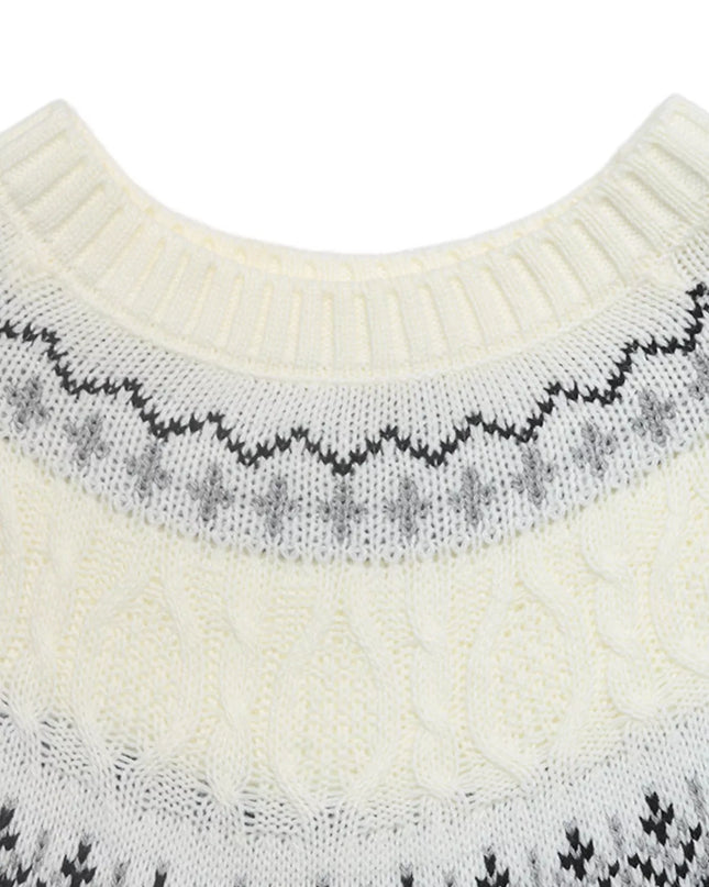 Fair Isle Pattern Crew Neck Sweater